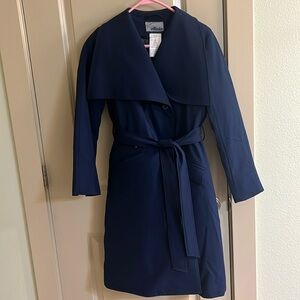 Alaska Airlines Luly Yang Navy Trench Coat sz 2